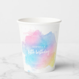 Pastel Rainbow Watercolor Geburtstag Pappbecher