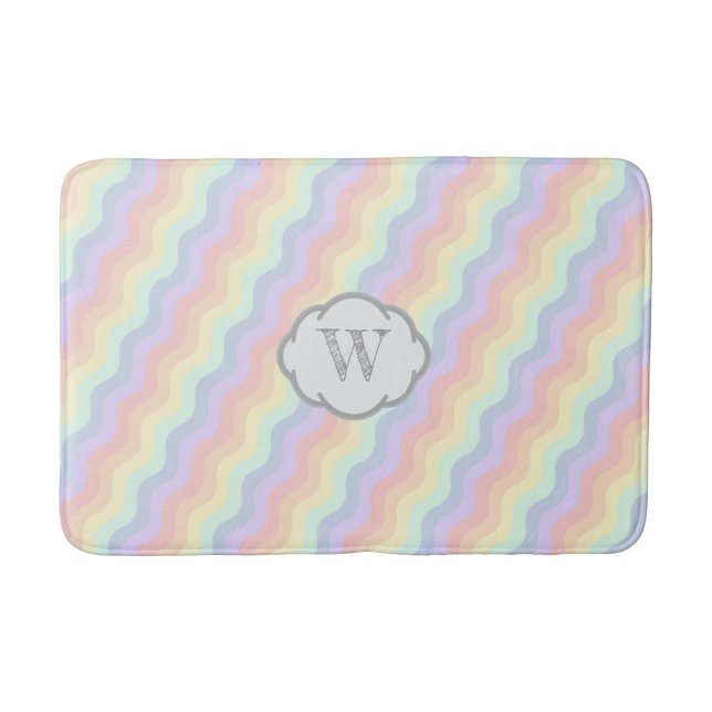 Pastel Rainbow Waves Bath Mat Badematte (Vorderseite)