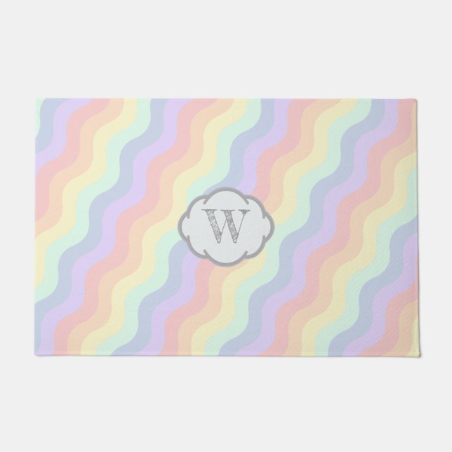 Pastel Rainbow Waves Doormat Fußmatte (Vorderseite)