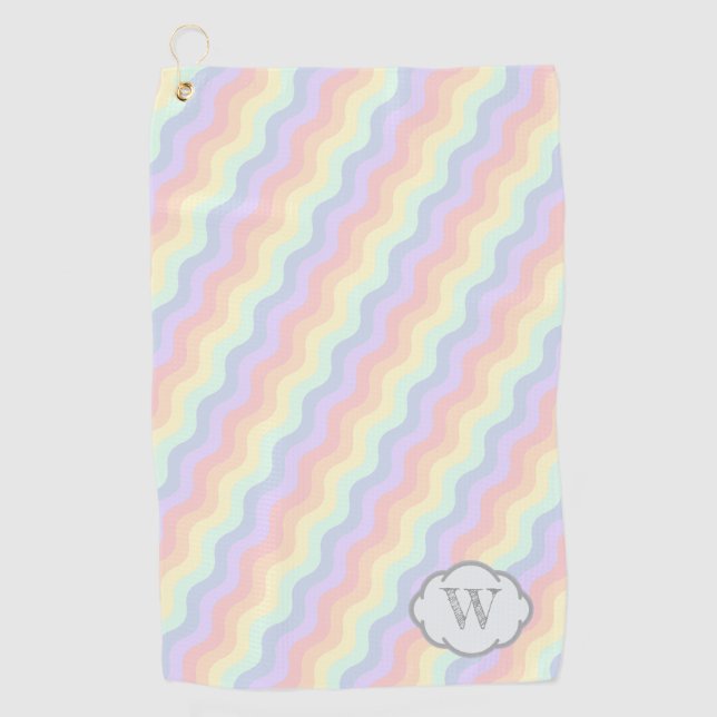 Pastel Rainbow Waves Golfhandtuch (Vorderseite)