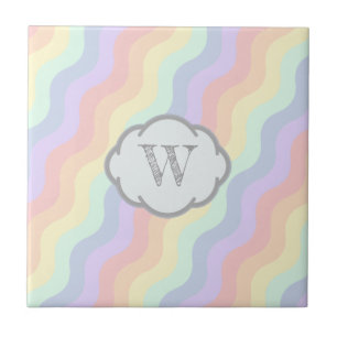 Pastel Rainbow Waves Keramik Tile Fliese