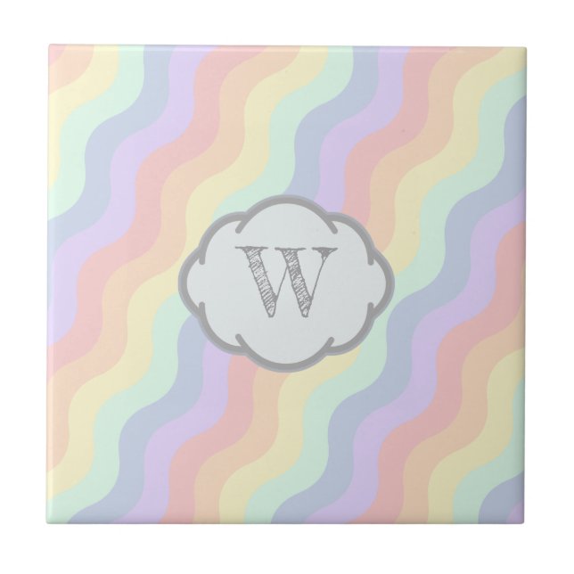Pastel Rainbow Waves Keramik Tile Fliese (Vorderseite)