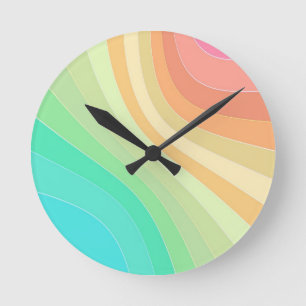 Pastel Rainbow Waves Muster Runde Wanduhr