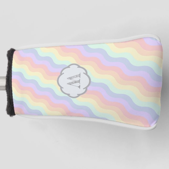 Pastel Rainbow Waves Putter Cover Golf Headcover (Vorderseite)