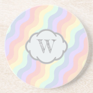 Pastel Rainbow Waves Sandstone Untersetzer