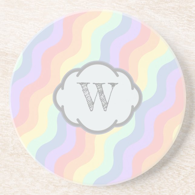 Pastel Rainbow Waves Sandstone Untersetzer (Vorne)