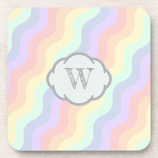 Pastel Rainbow Waves Square Untersetzer (Vorderseite)