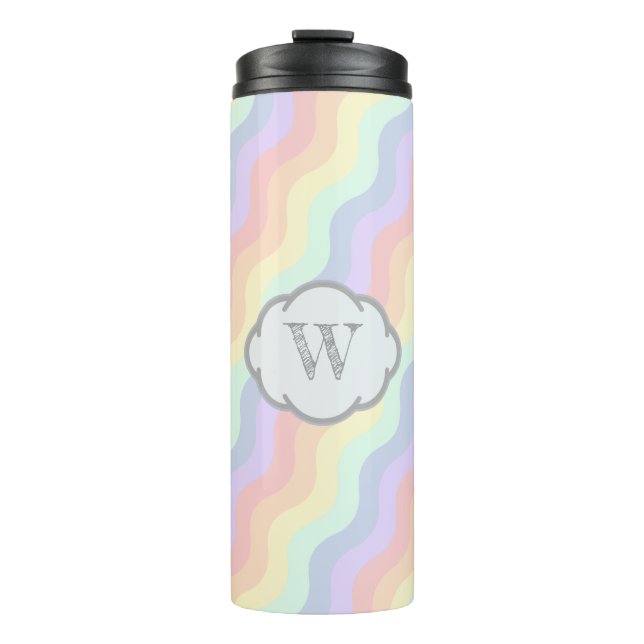Pastel Rainbow Waves Thermal Tumbler Thermosbecher (Vorderseite)