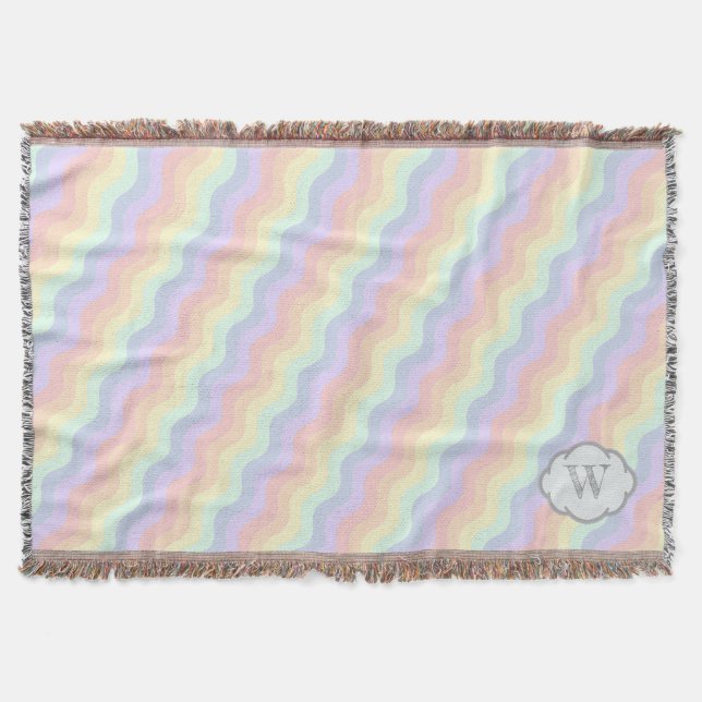 Pastel Rainbow Waves Throw Blanket Decke (Vorderseite)