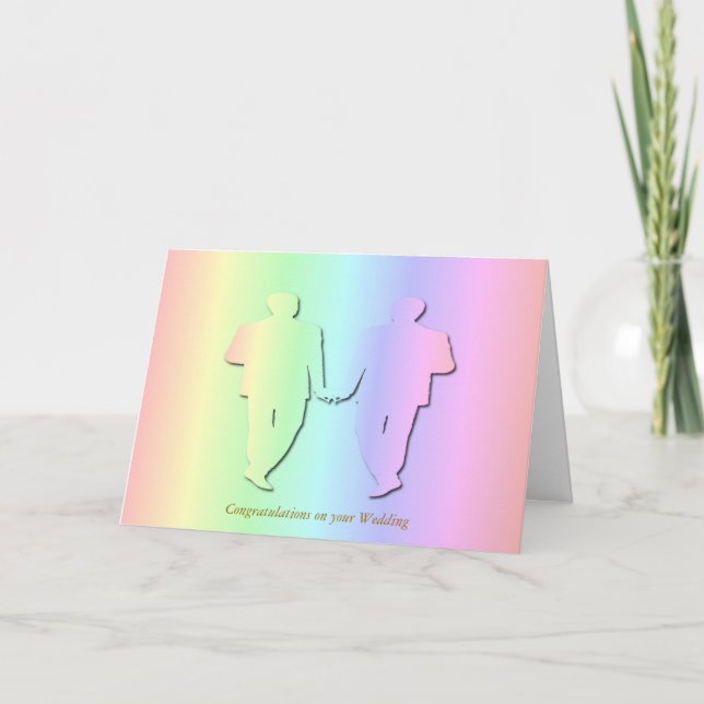 Pastel Rainbow Wedding Card for Gay Men Karte (Vorderseite)