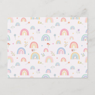 Pastel Rainbows Girly Wildblumen & Herz Feiertagspostkarte