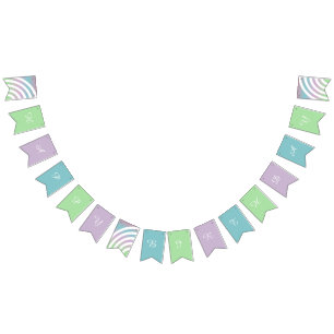Pastel Rainbows Happy Birthday Bunting Flags Wimpelkette