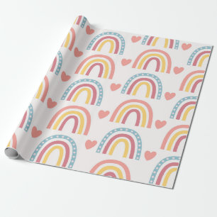 Pastel Rainbows und Herz-Muster Geschenkpapier