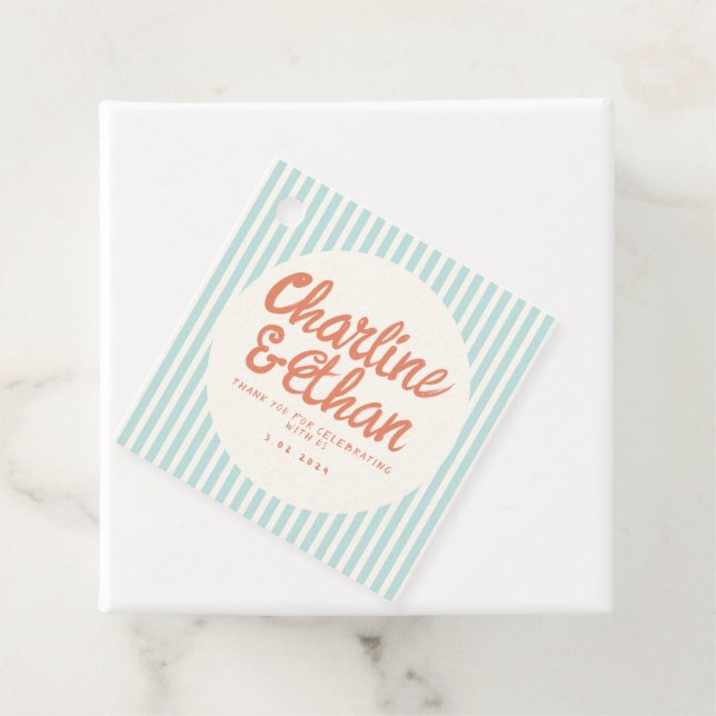 Pastel RedHandwriting Retro Wedding Danke Fav Geschenkanhänger (Beispiel)