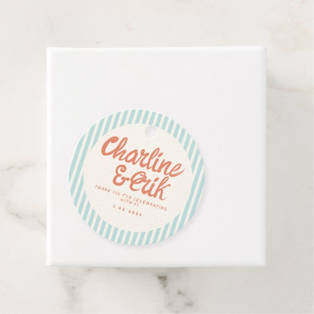 Pastel RedHandwriting Retro Wedding Danke Fav Geschenkanhänger (Beispiel)