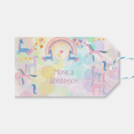 Pastel Regenbogen Aquarellfarbe Einhorn Kindergebu Geschenkanhänger