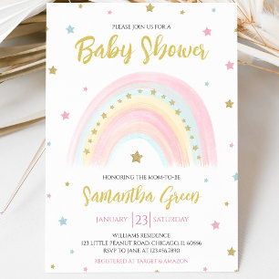 Pastel-Regenbogen-Baby-Party Einladung
