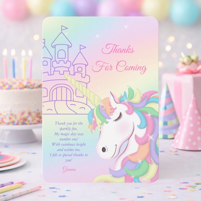 Pastel Regenbogen Einhorn Magischer Geburtstag Dankeskarte (Von Creator hochgeladen)