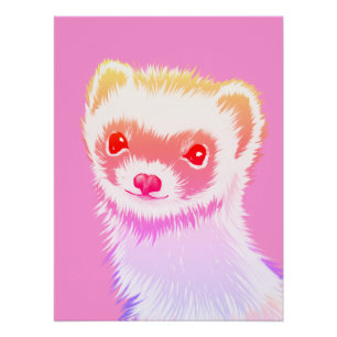 Pastel-Regenbogen-Frettchen - Süße rosa Haustier-K Poster