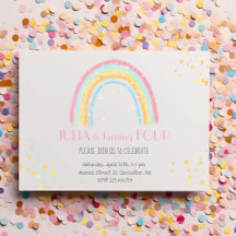 Pastel Regenbogen funkelnd Geburtstag Einladung