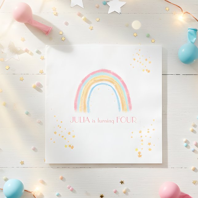 Pastel Regenbogen funkelnd Geburtstag Serviette (Von Creator hochgeladen)