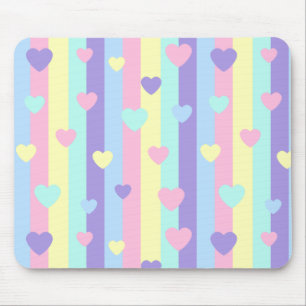 Pastel-Regenbogen-Herzen Mousepad