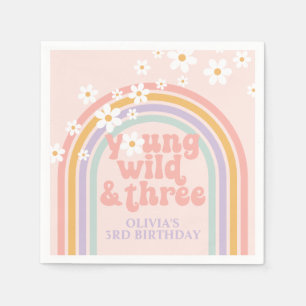 Pastel Regenbogen jung Wild 3. Geburtstag Serviette