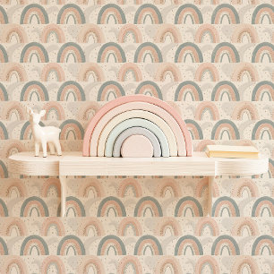 Pastel-Regenbogen-Kinderzimmer Tapete