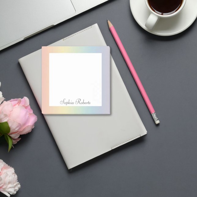 Pastel-Regenbogen mit individuellem Namen  Post-it Klebezettel (Von Creator hochgeladen)