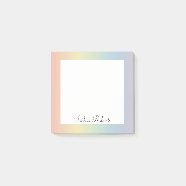 Pastel-Regenbogen mit individuellem Namen  Post-it Klebezettel (Vorderseite)