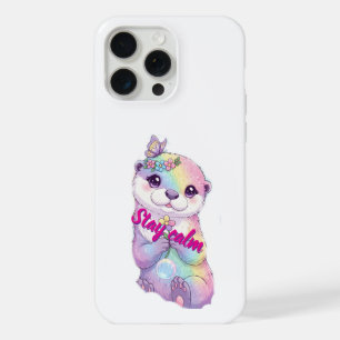 Pastel-Regenbogen-Otter-Stay-Calm-Blumen-Case iPhone 15 Pro Max Hülle