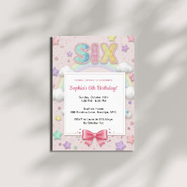 Pastel-Regenbogen-Pailletten-Glitter-Mädchen 6. Ge Einladung