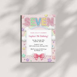 Pastel-Regenbogen-Pailletten-Glitter-Mädchen 7. Ge Einladung