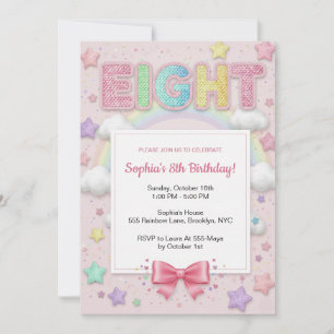 Pastel Regenbogen Pailletten Glitter Mädchen 8. Ge Einladung