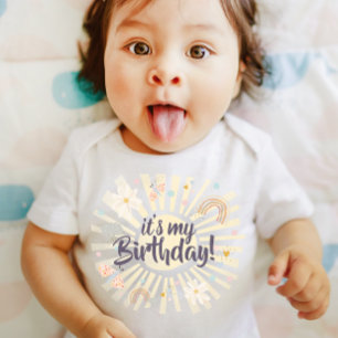 Pastel Regenbogen Sonne Alles Gute zum Geburtstag  Baby T-shirt