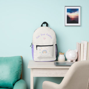Pastel-Regenbogen-Träume-Schulrucksack Bedruckter Rucksack