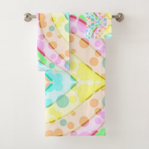 Pastel-Regenbogen von Ribbons und Blasen Badhandtuch Set