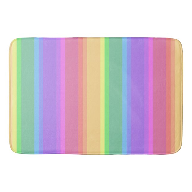 Pastel-Regenbogenstreifen Badematte (Vorderseite)