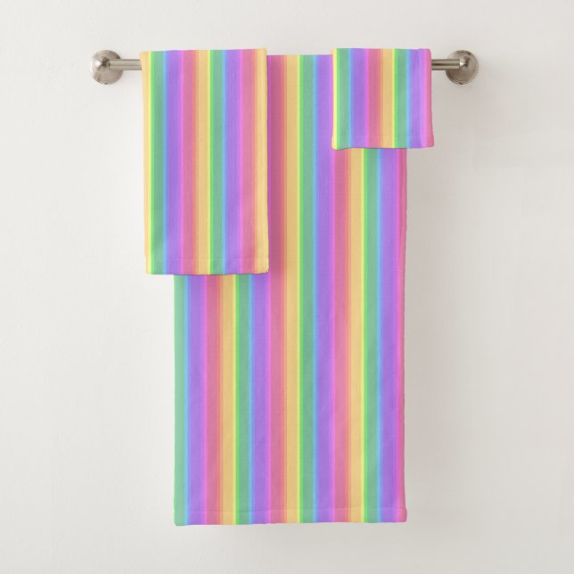 Pastel-Regenbogenstreifen Badhandtuch Set (Insitu)