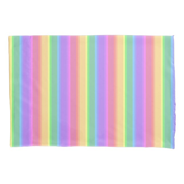 Pastel-Regenbogenstreifen Kissenbezug (Vorderseite)
