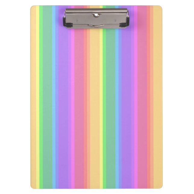 Pastel-Regenbogenstreifen Klemmbrett (Vorderseite)