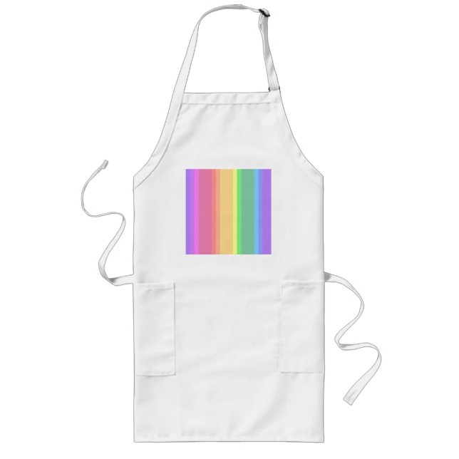 Pastel-Regenbogenstreifen Lange Schürze (Vorne)
