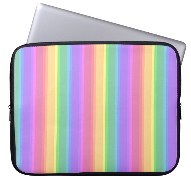 Pastel-Regenbogenstreifen Laptopschutzhülle (Vorderseite)