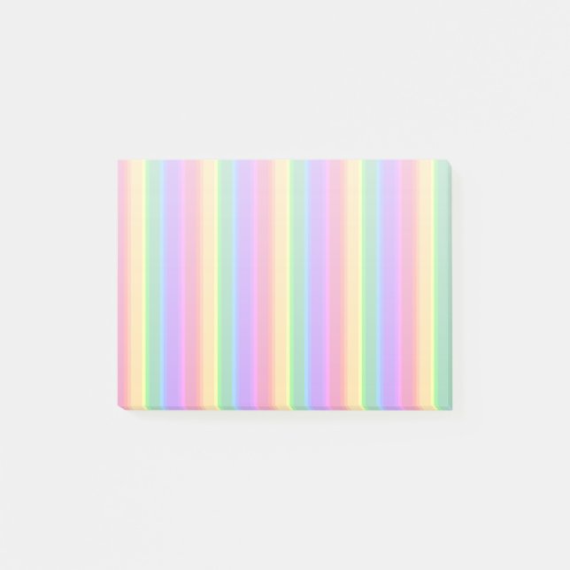 Pastel-Regenbogenstreifen Post-it Klebezettel (Vorderseite)