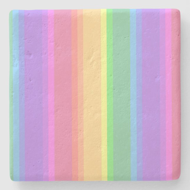 Pastel-Regenbogenstreifen Steinuntersetzer (Vorderseite)