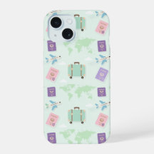 Pastel Reise-Accessoires Doodle iPhone-Hülle – Ges