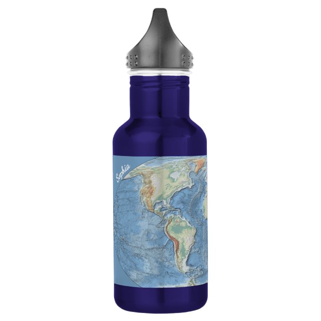 Pastel Relief World Map – Personalized Edelstahlflasche (Links)