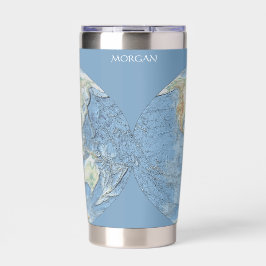 Pastel Relief World Map – Personalized Thermobecher