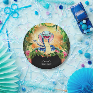 Pastel Reptiles Snake Geburtstag Pappteller