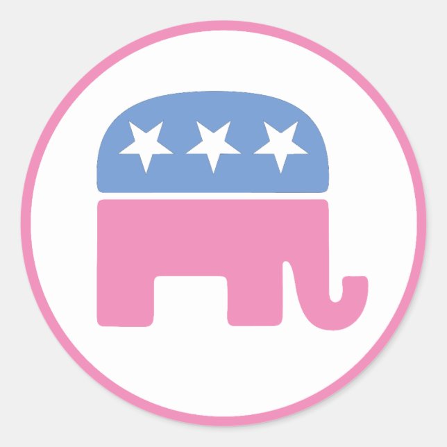 Pastel Republikaner Elephant Runder Aufkleber (Vorderseite)